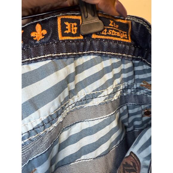 Rock Revival Ziv A3 Straight Leg Jeans Distressed Dark Wash Denim Mens Size 36 - Picture 5 of 14